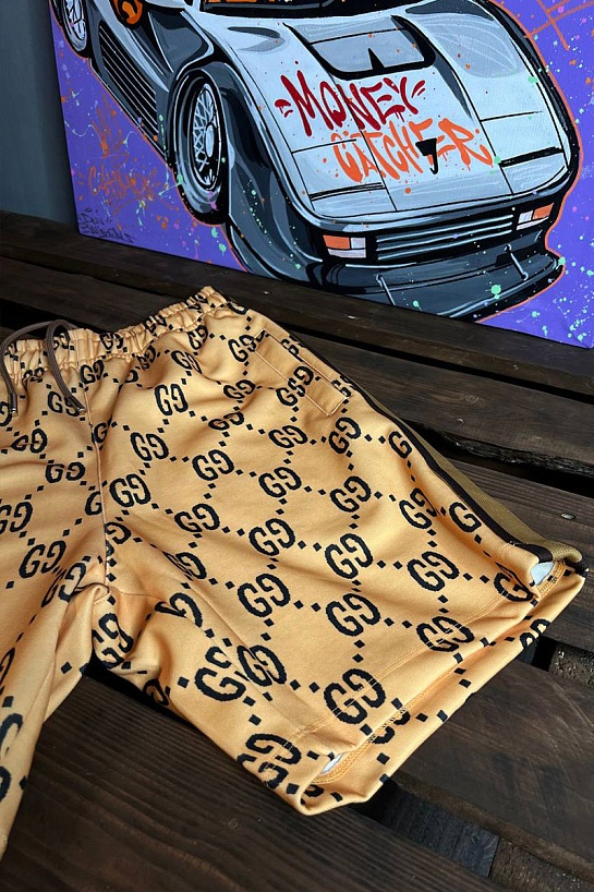 Мужские шорты жёлтого цвета Gucci GG jacquard
