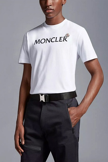 Футболка белого цвета Moncler logo-print   