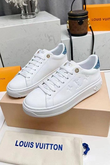 Женские кожаные кроссовки Louis Vuitton Time Out - White / Blue   