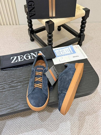 Замшевые кроссовки Ermenegildo Zegna Triple Stitch - Blue   