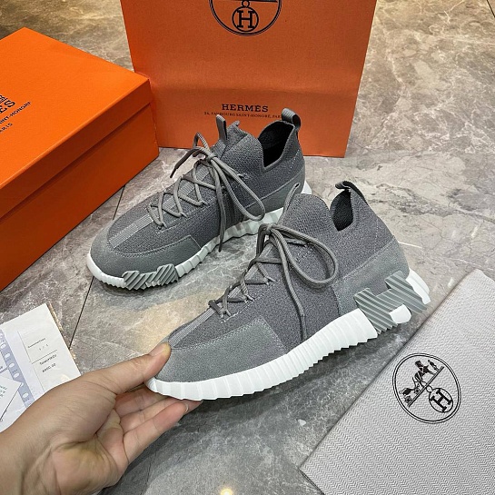 Текстильные кроссовки Hermes lift slip-on - Grey