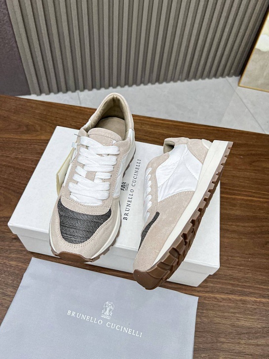 Женские замшевые кроссовки Brunello Cucinelli - Beige