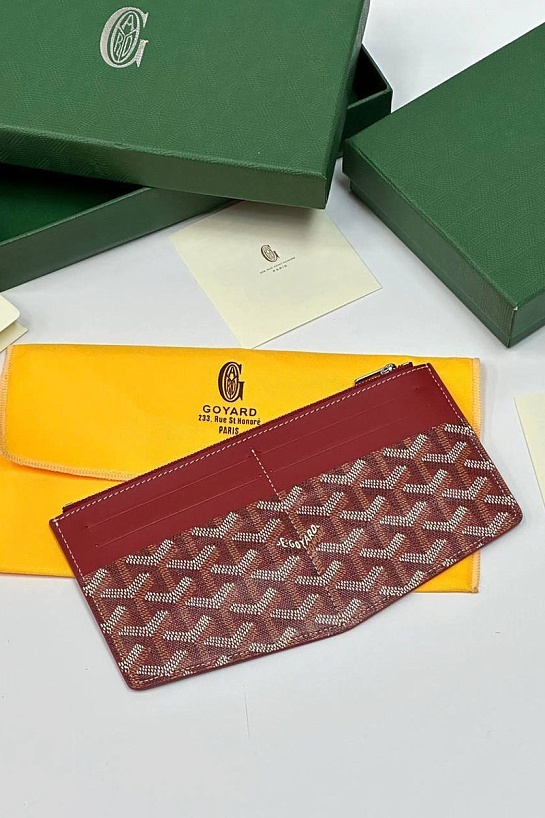 Кожаный кошелек Goyard Insert Louise Premium 21x11см - Red