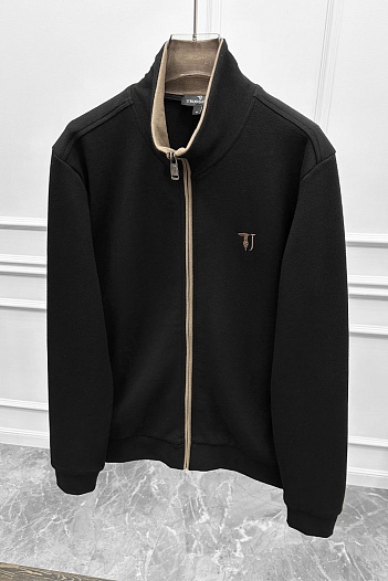 Кофта на молнии Trussardi logo-embroidered - Black   