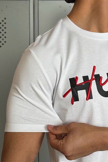 Футболка белого цвета Hugo Boss Dakaishi double logo   