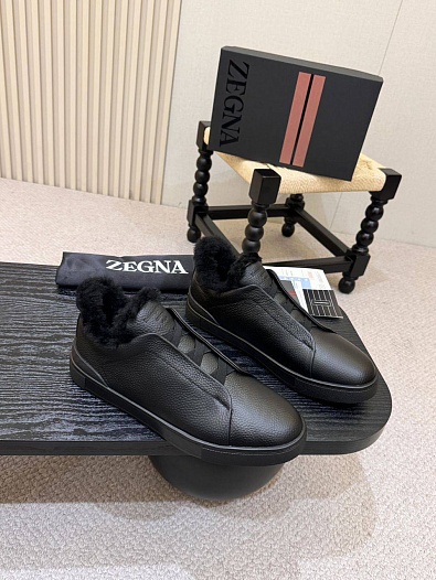 Кроссовки с мехом Ermenegildo Zegna Triple Stitch high-top   