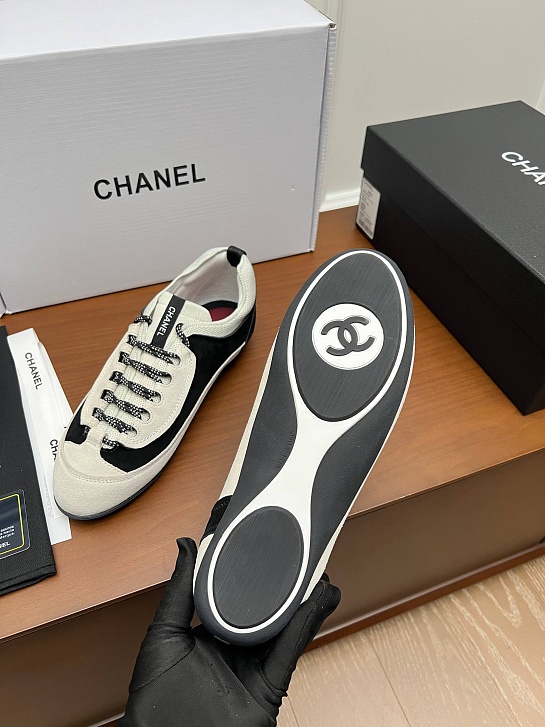 Женские замшевые кроссовки Chanel premium