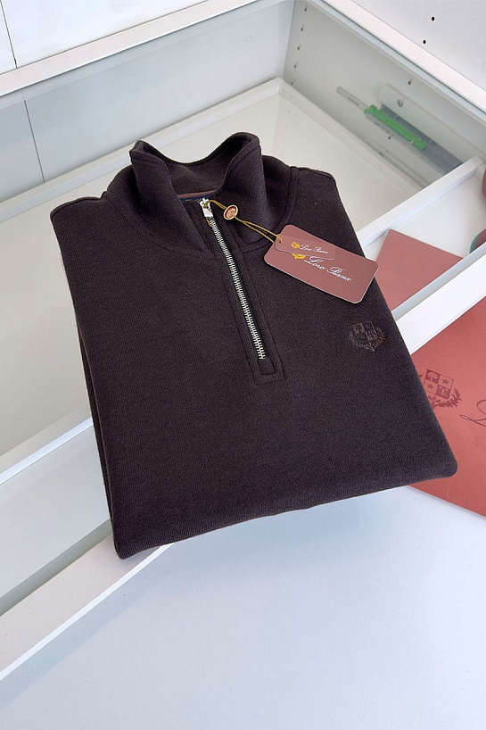 Утеплённая кофта Loro Piana zip-neck - Brown