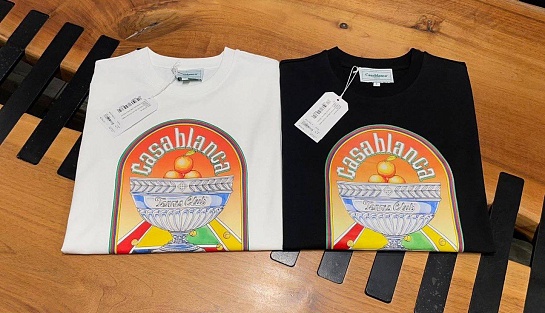 Мужская белая футболка Casablanca Terrain D'Orange