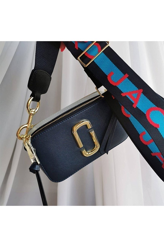 Кожаная сумка Marc Jacobs The Snapshot Blue Sea Multi 19x11 см