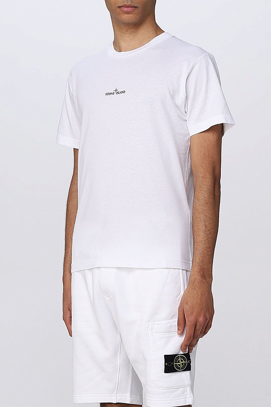 Мужская белая футболка Stone Island logo-print