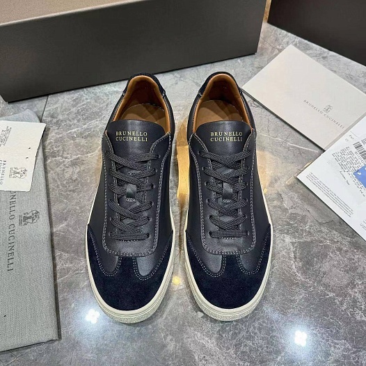 Мужские комбинированные кроссовки Brunello Cucinelli   