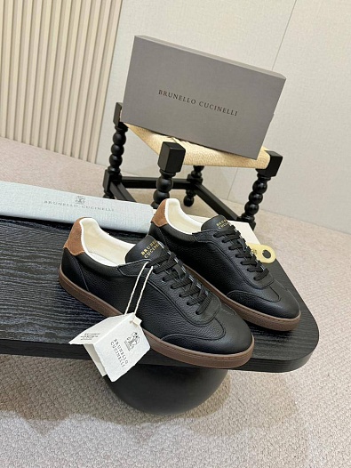 Кожаные кроссовки Brunello Cucinelli low-top - Black   