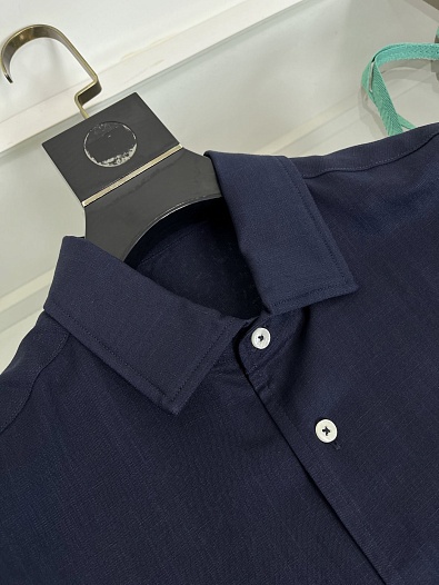 Мужская тёмно-синяя рубашка Loro Piana premium   