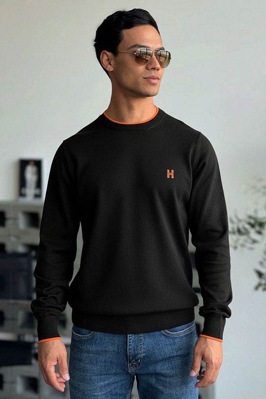 Мужской джемпер Hermes H embroidered - Black