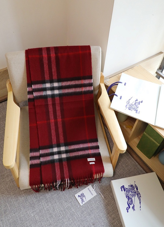 Шарф Burberry two-tone Check premium 168x30 см - Burgundy