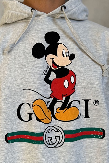 Серое оверсайз худи Gucci Disney "Mickey Mouse"   