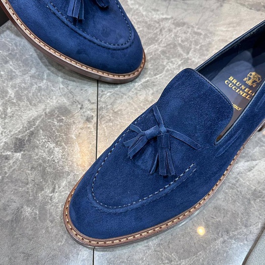 Замшевые лоферы Brunello Cucinelli tassels - Navy   