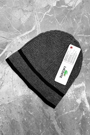Мужская шапка Lacoste серого цвета   