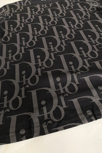 Чёрная мужская футболка Dior All-over Logo   