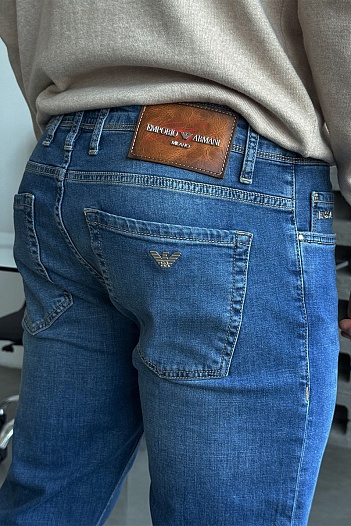 Мужские синие джинсы Emporio Armani regular fit   