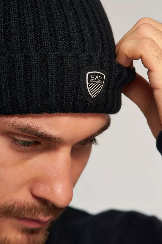 Шапка Emporio Armani 7 logo-plaque - Black