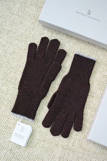 Кашемировые перчатки Brunello Cucinelli premium - Coffee   