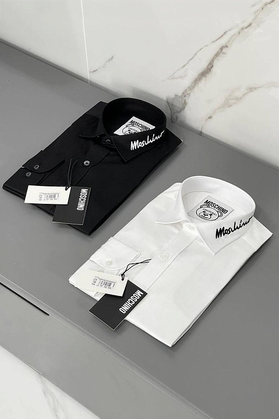 Мужская чёрная рубашка Moschino embroidered logo