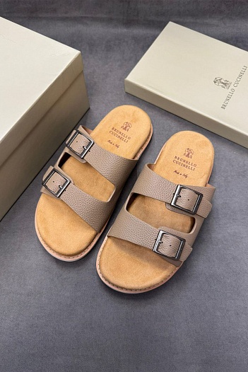 Кожаные шлёпанцы Brunello Cucinelli Urban - Beige   