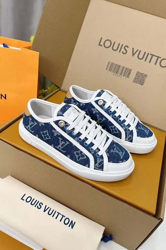 Женские комбинированные кеды Louis Vuitton Premium - Blue