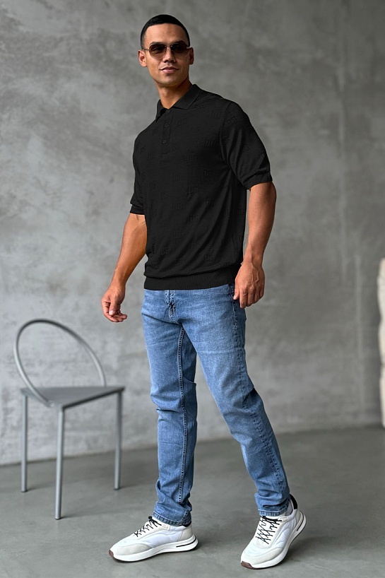 Мужское поло Dolce & Gabbana monogram all-over - Black