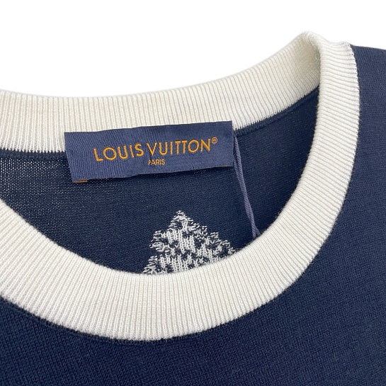 Мужская тёмно-синяя футболка Louis Vuitton Premium Intarsia floral