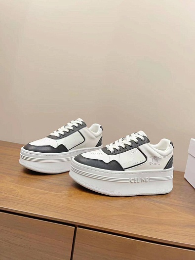 Женские кожаные кроссовки на платформе Celine   