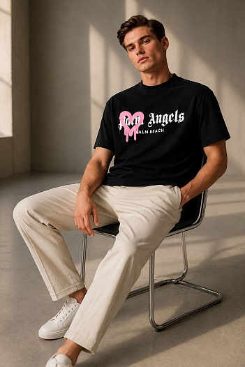 Оверсайз футболка Palm Angels Heart Sprayed Palm Beach   