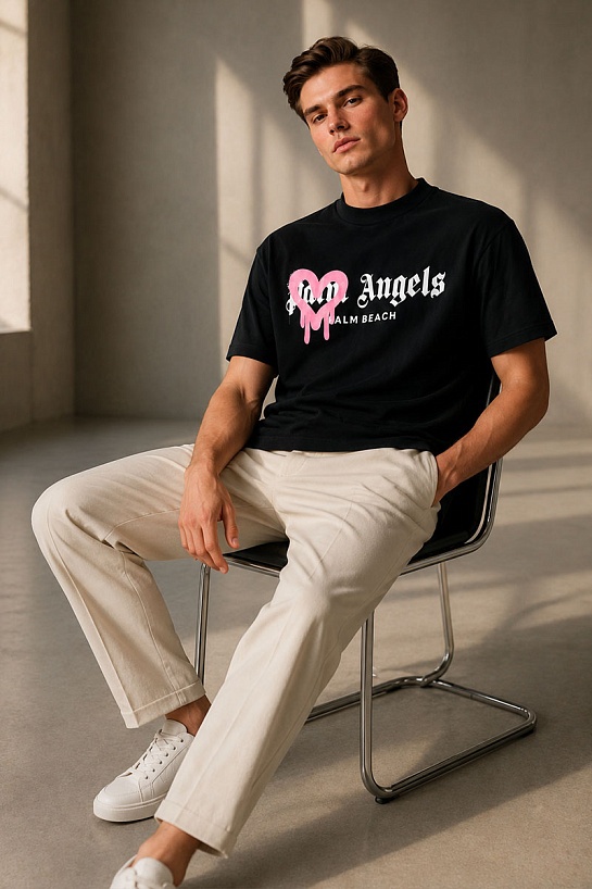 Оверсайз футболка Palm Angels Heart Sprayed Palm Beach