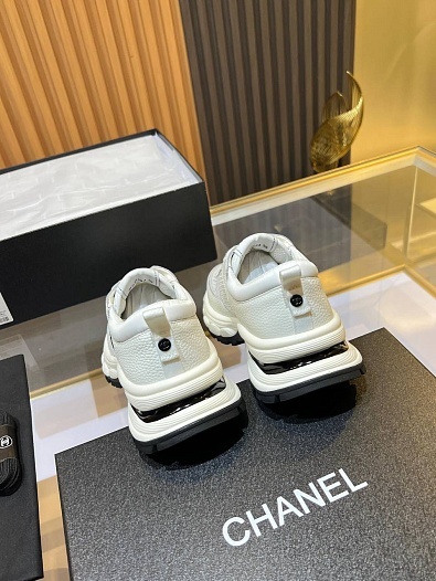 Женские кожаные кроссовки Chanel Premium - White   