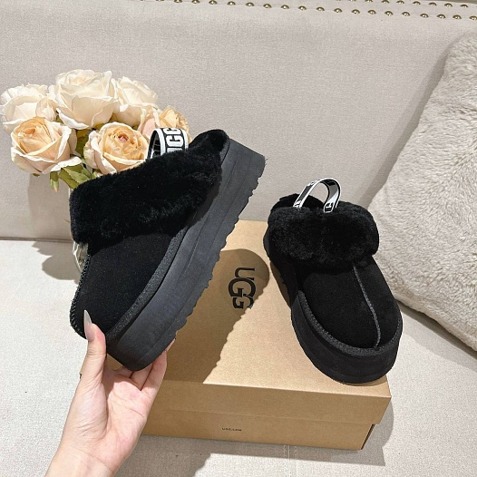 Замшевые женские слиперы с мехом UGG Funkette Platform