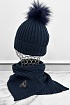 Комплект из шапки и шарфа Prada тёмно-синего цвета