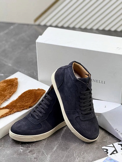 Замшевые кроссовки с меховой стелькой Brunello Cucinelli   