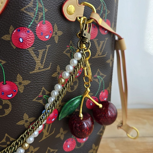 Кожаная сумка Louis Vuitton x Takashi Murakami Cherry Neverfull MM 32x28 см   