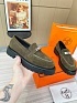 Женские замшевые лоферы Hermes Premium - Green