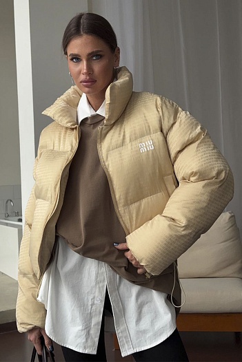 Бежевая женская куртка MIU MIU   