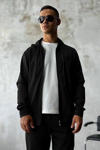 Кофта на молнии Hugo Boss logo-patch - Black   