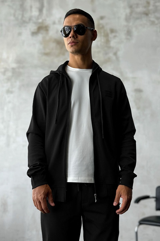 Кофта на молнии Hugo Boss logo-patch - Black