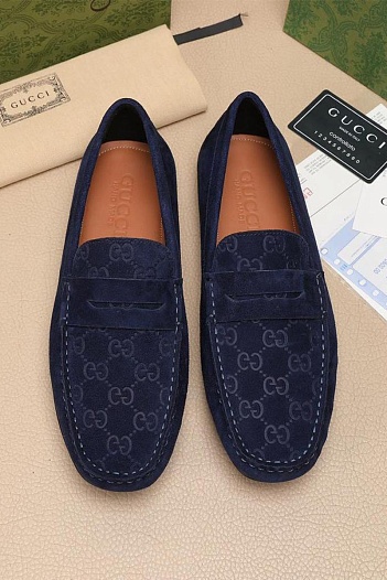 Мужские замшевые мокасины Gucci GG monogram   