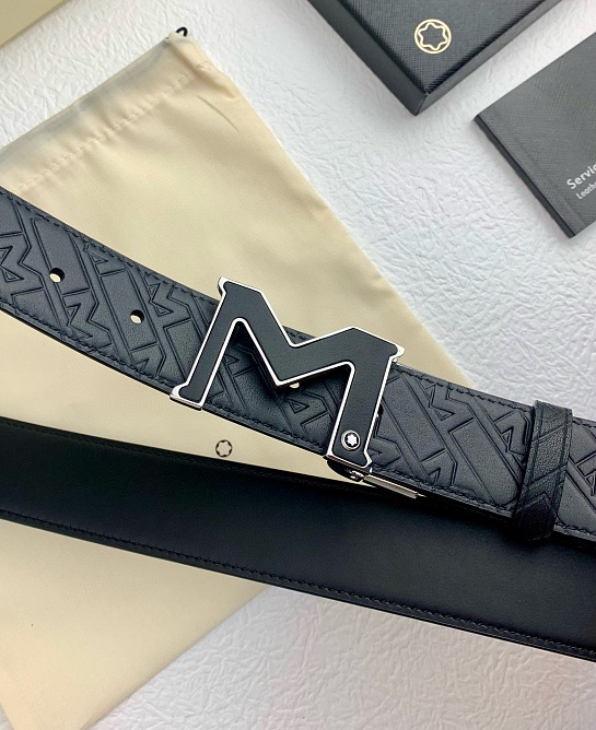 Двусторонний кожаный ремень Montblanc Premium (ширина 3.5 см)