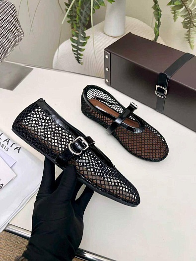 Женские плетёные балетки Alaia Fishnet Ballet premium   