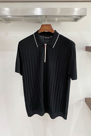 Вязаное поло чёрного цвета Kiton premium   