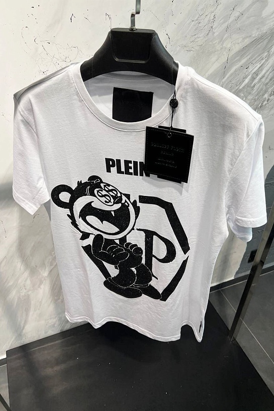 Белая футболка со стразами Philipp Plein