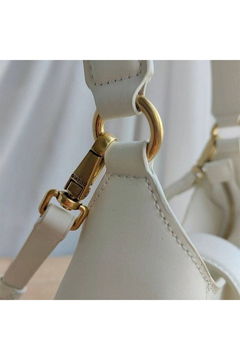 Кожаная сумка Mini Brioche Hobo 22x13.5 см - White   
